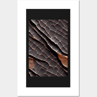 Cracked black Imitation leather, natural and ecological leather print #9 Posters and Art